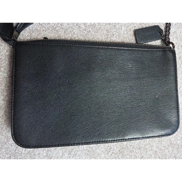 Coach Leaf Nolita 24 Printed Black/Tan Leather Handbag Clutch Wristlet F58412